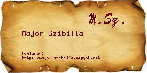 Major Szibilla névjegykártya